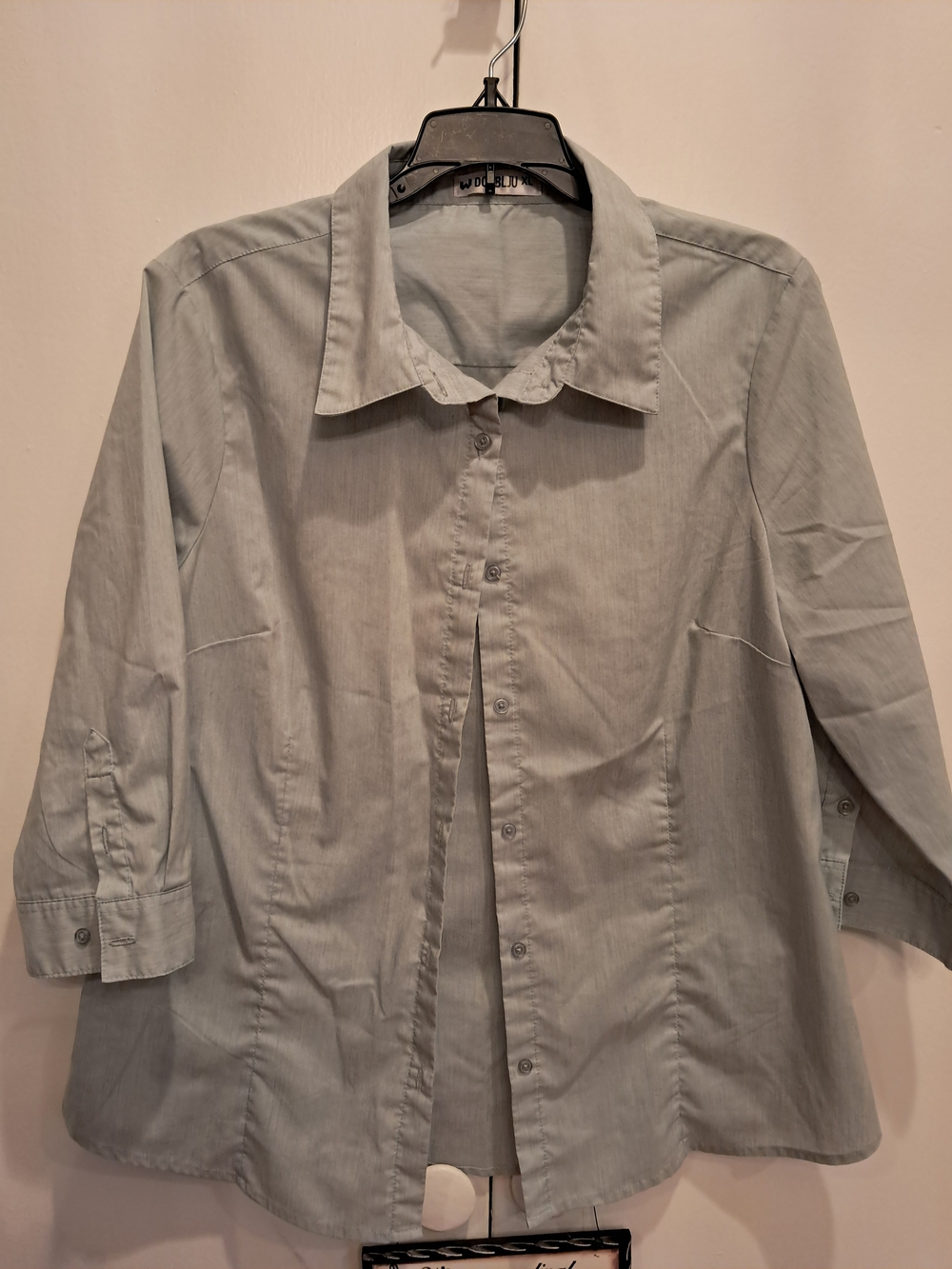 Doublju Light Gray Casual Button-Down Shirt